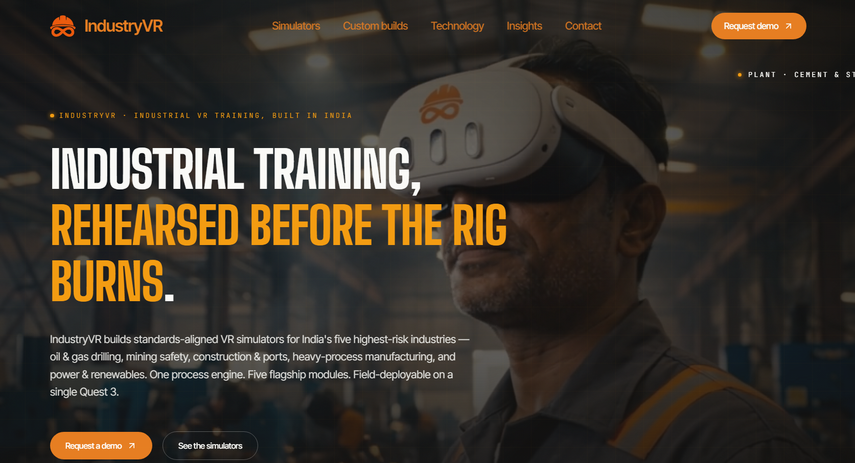 IndustryVR website preview